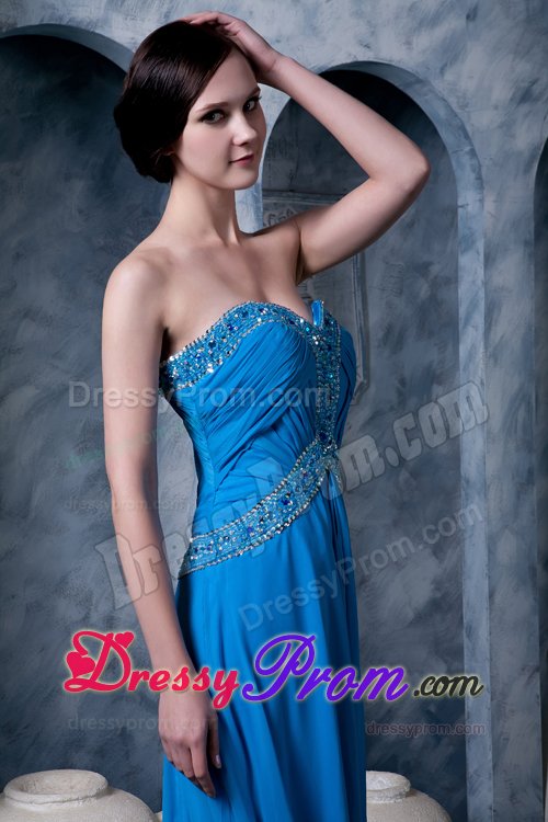 Charming Sky Blue Beaded Prom Celebrity Dress in Rutland