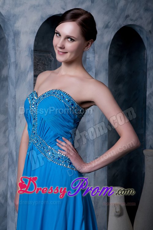Charming Sky Blue Beaded Prom Celebrity Dress in Rutland