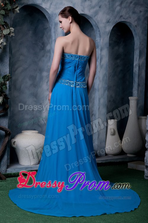 Charming Sky Blue Beaded Prom Celebrity Dress in Rutland