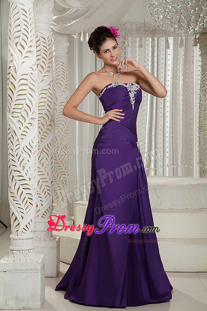 Popular Appliqued Purple Strapless Prom Dress in Lincolnshire