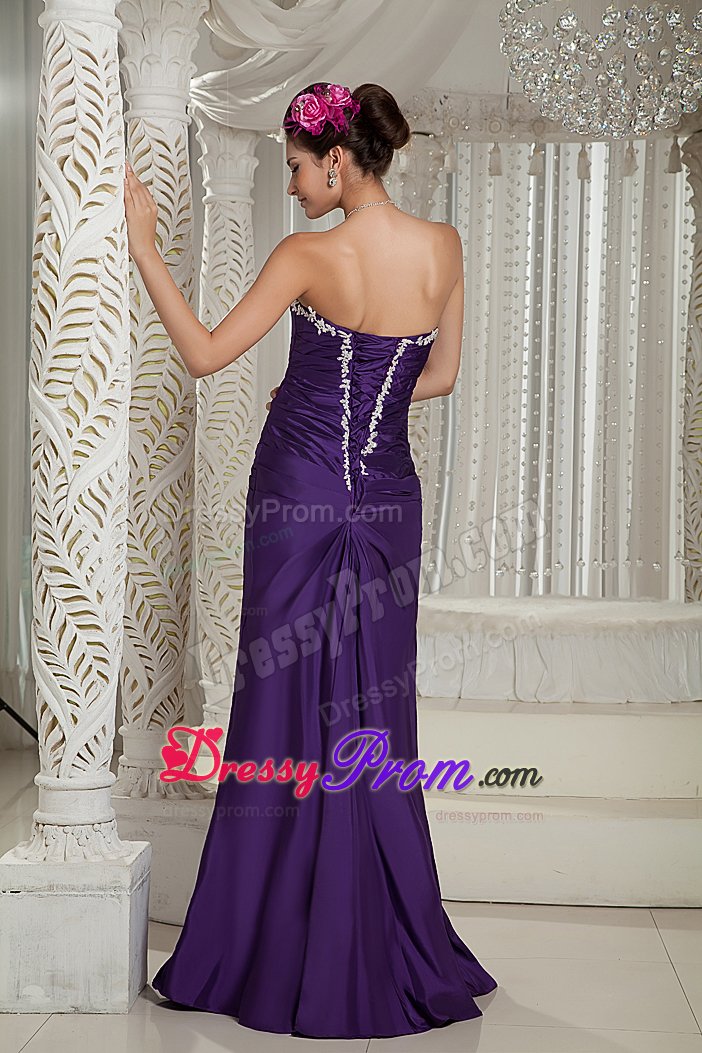 Popular Appliqued Purple Strapless Prom Dress in Lincolnshire