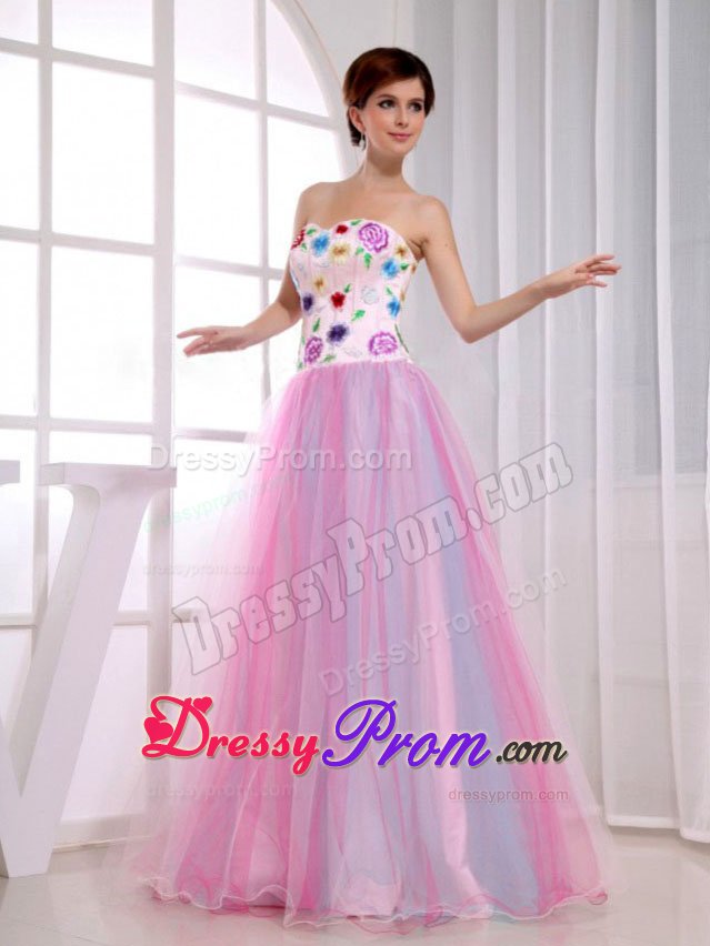 Beautiful A-Line Sweetheart Pink Prom Party Dress with Appliques