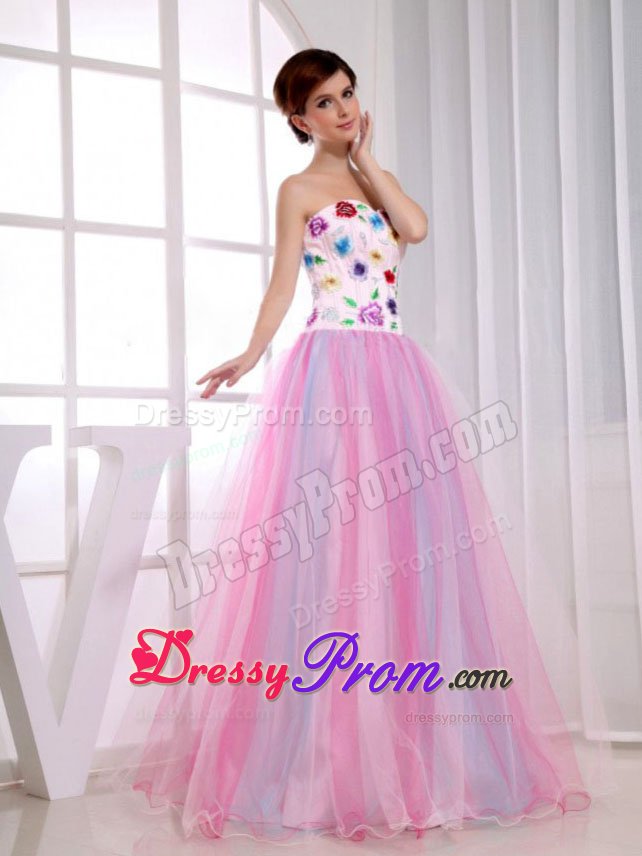 Beautiful A-Line Sweetheart Pink Prom Party Dress with Appliques