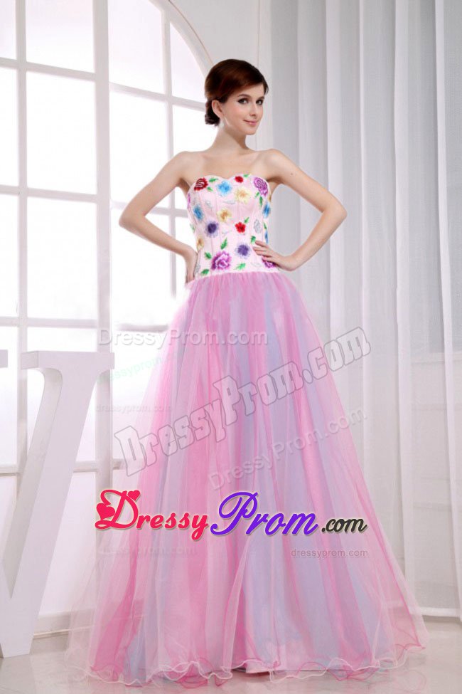 Beautiful A-Line Sweetheart Pink Prom Party Dress with Appliques