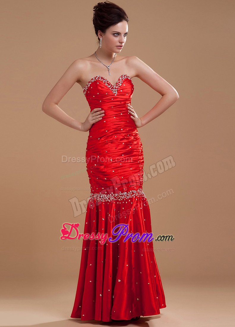 New Arrival Column Sweetheart Beaded Wine Red Dress for Prom