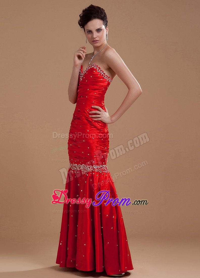 New Arrival Column Sweetheart Beaded Wine Red Dress for Prom