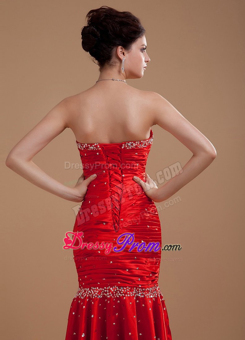New Arrival Column Sweetheart Beaded Wine Red Dress for Prom