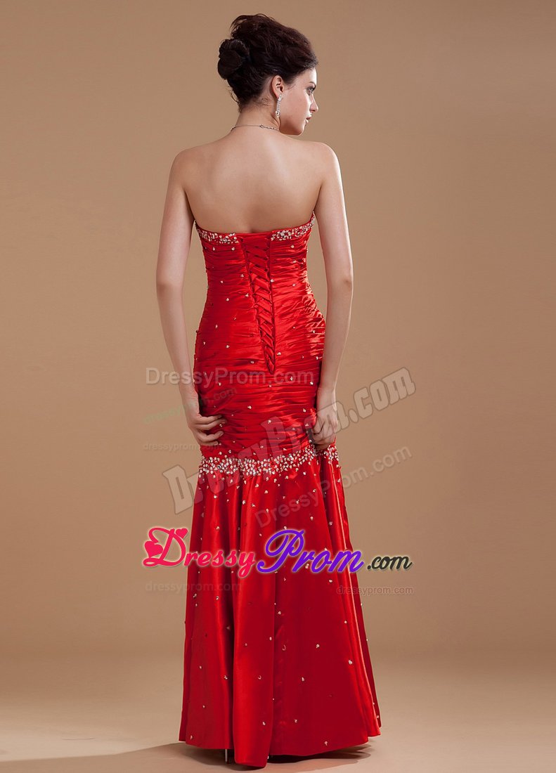 New Arrival Column Sweetheart Beaded Wine Red Dress for Prom