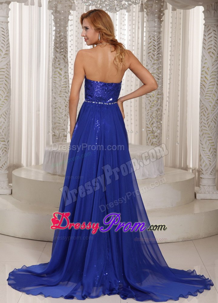 Sequins Over Skirt Beaded Prom Bridesmaid Dresses in Royal Blue