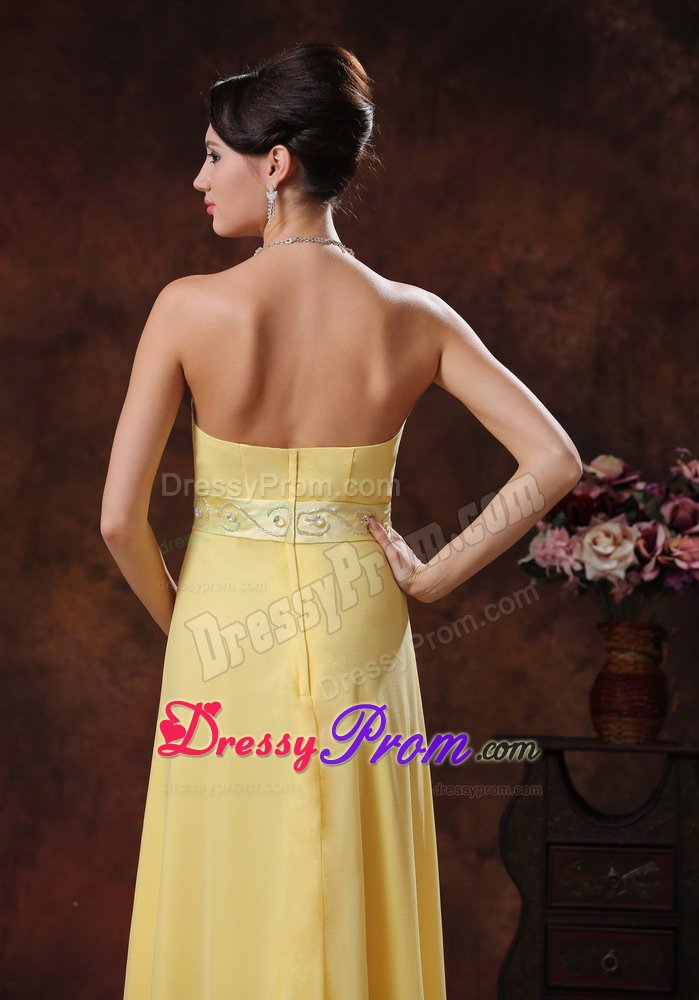 Customize Yellow High-low Chiffon Prom Party Dresses with Beading
