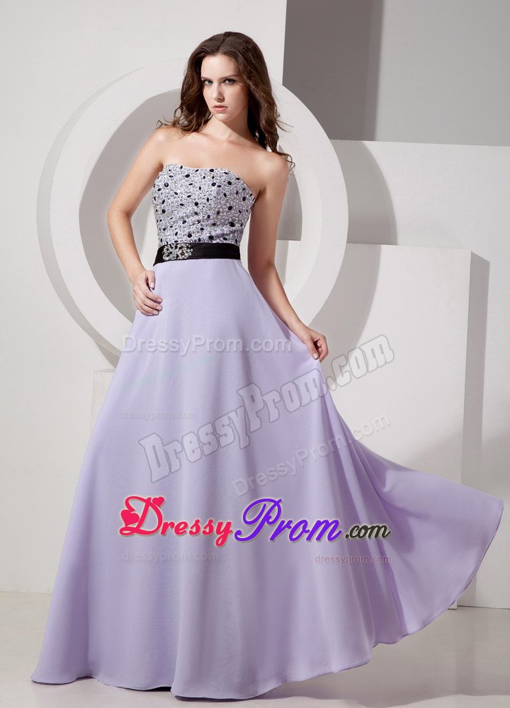 Empire Strapless Lilac Beaded Prom Dress for Girls Floor-length