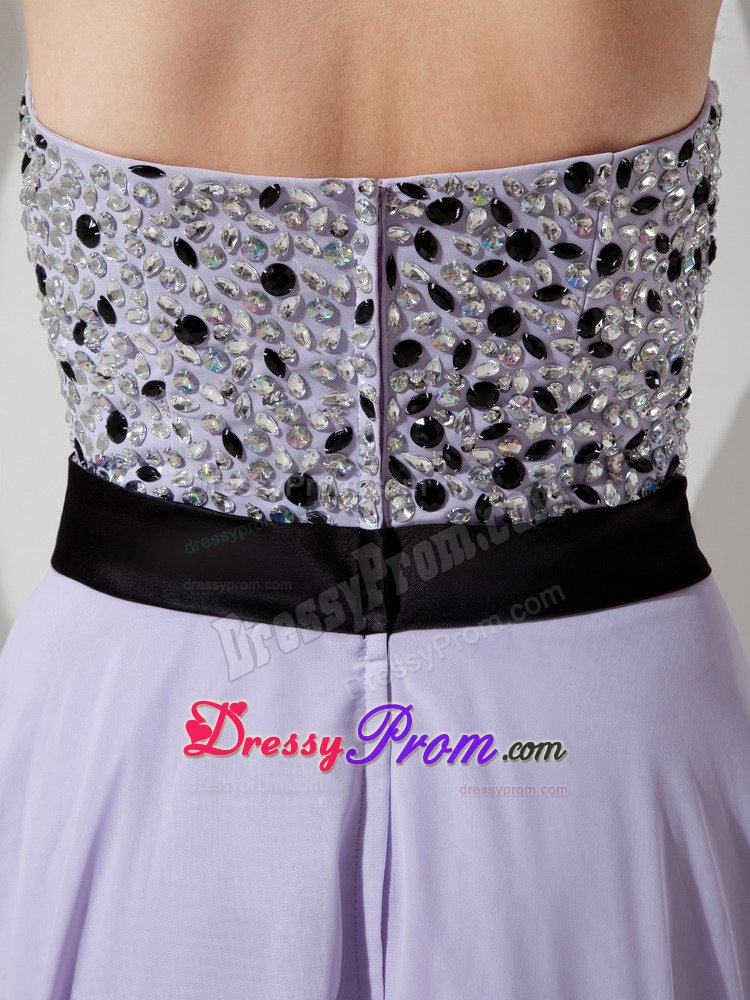 Empire Strapless Lilac Beaded Prom Dress for Girls Floor-length