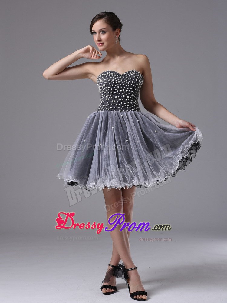Black and White Sweetheart Mini Organza Prom formal Dresses 2014