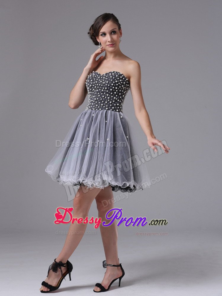 Black and White Sweetheart Mini Organza Prom formal Dresses 2014