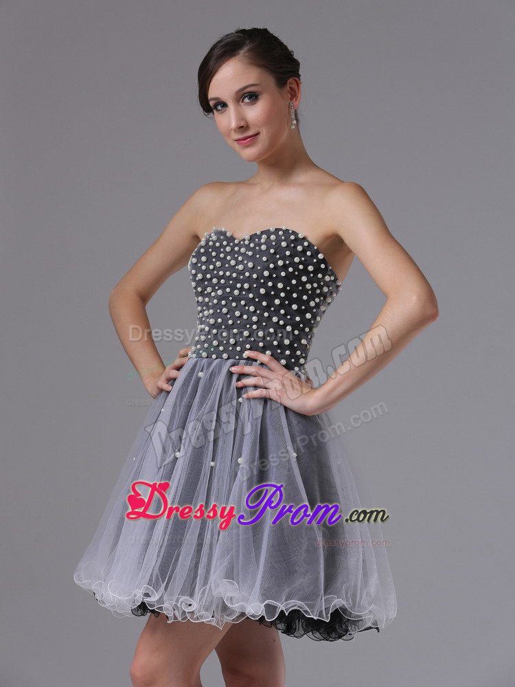 Black and White Sweetheart Mini Organza Prom formal Dresses 2014