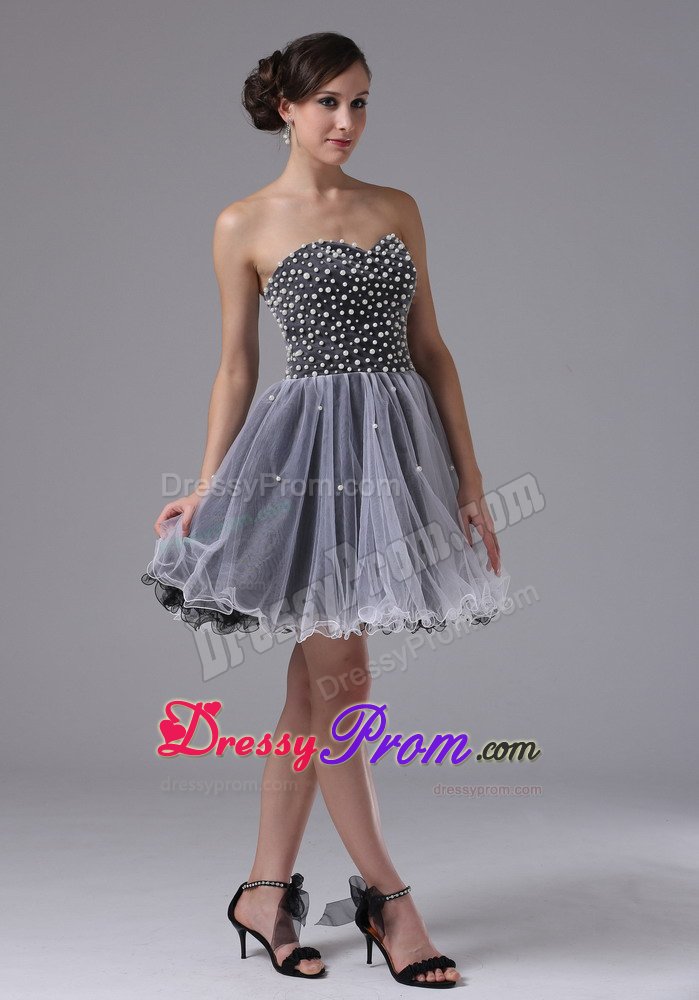 Black and White Sweetheart Mini Organza Prom formal Dresses 2014