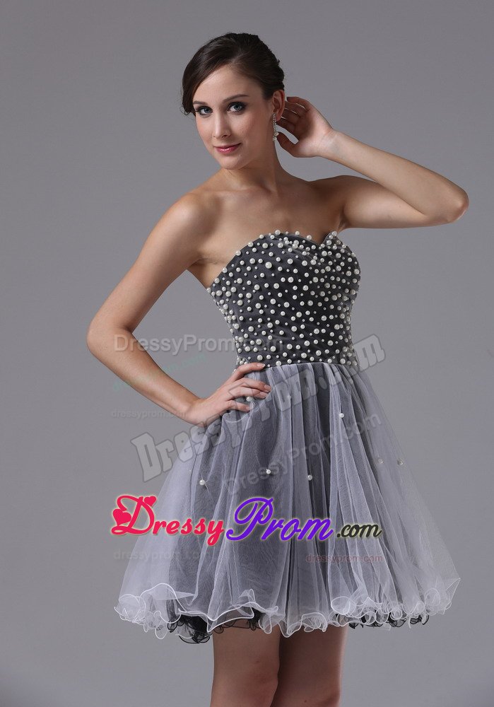 Black and White Sweetheart Mini Organza Prom formal Dresses 2014