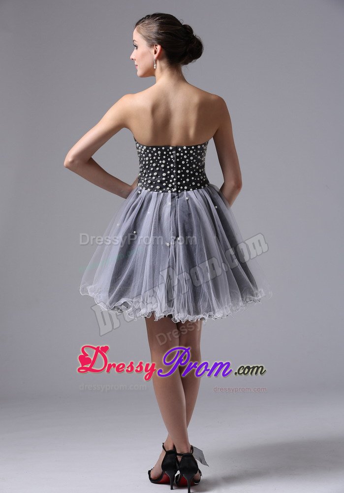 Black and White Sweetheart Mini Organza Prom formal Dresses 2014