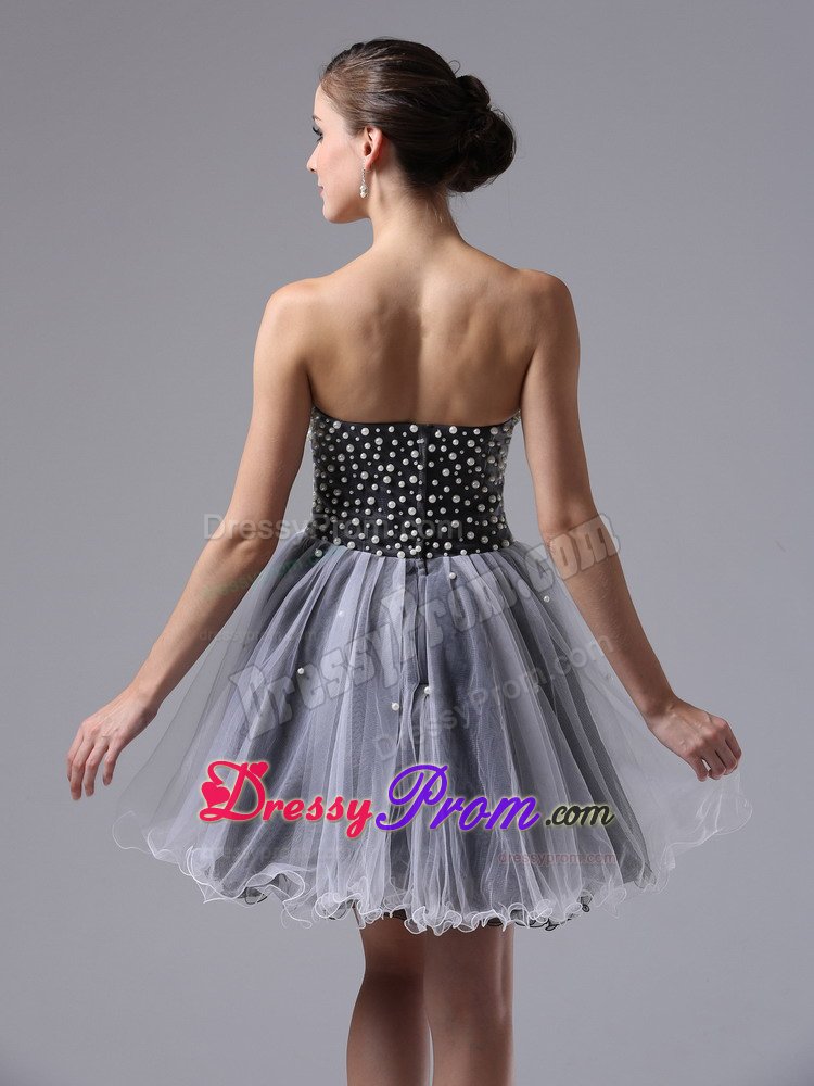 Black and White Sweetheart Mini Organza Prom formal Dresses 2014