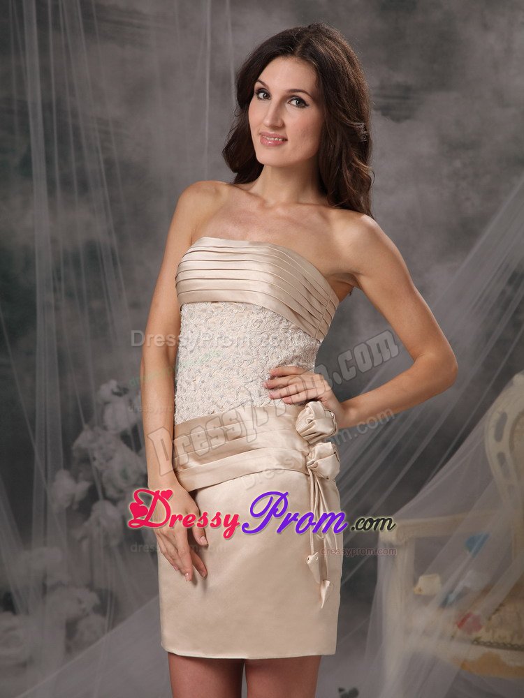 Ruched Champagne Mini Prom Dama Dresses for Quinceanera Dresses