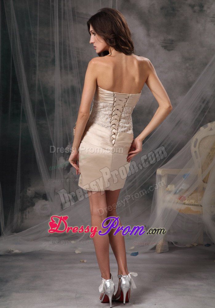 Ruched Champagne Mini Prom Dama Dresses for Quinceanera Dresses