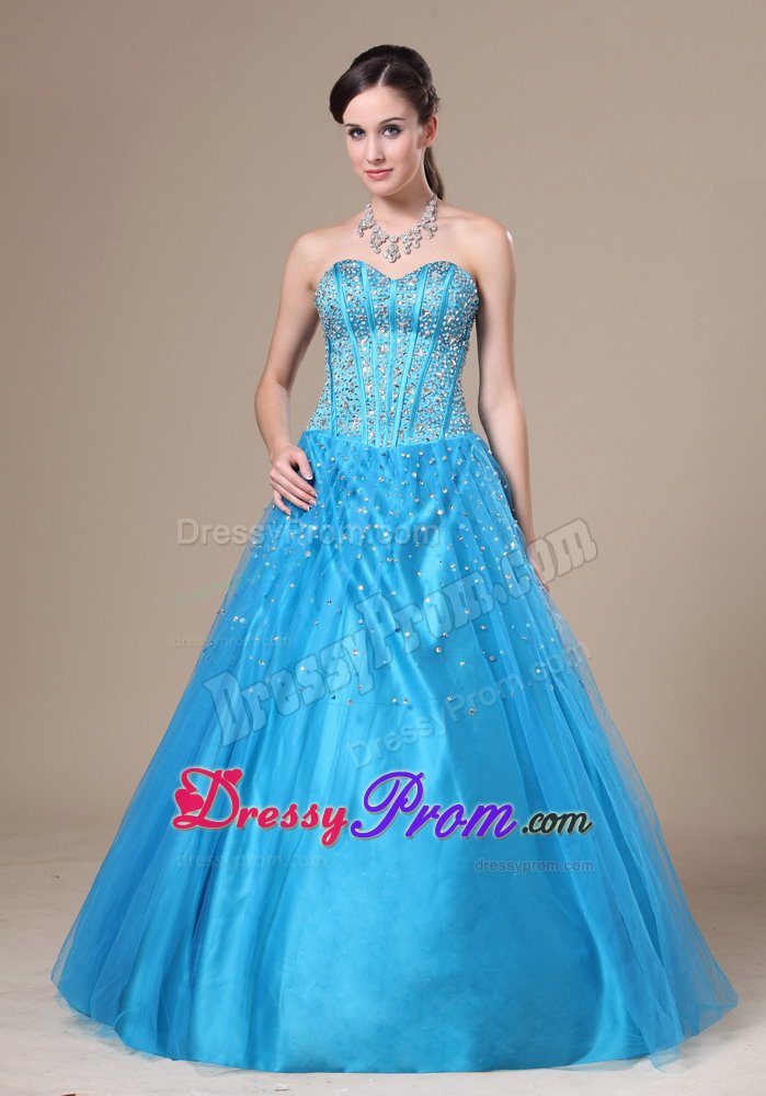 Baby Blue A-line Sweetheart Prom Homecoming Dress with Beading