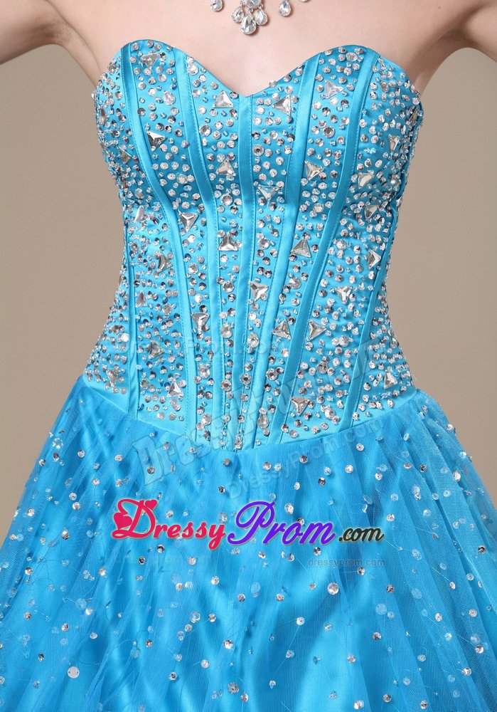 Baby Blue A-line Sweetheart Prom Homecoming Dress with Beading