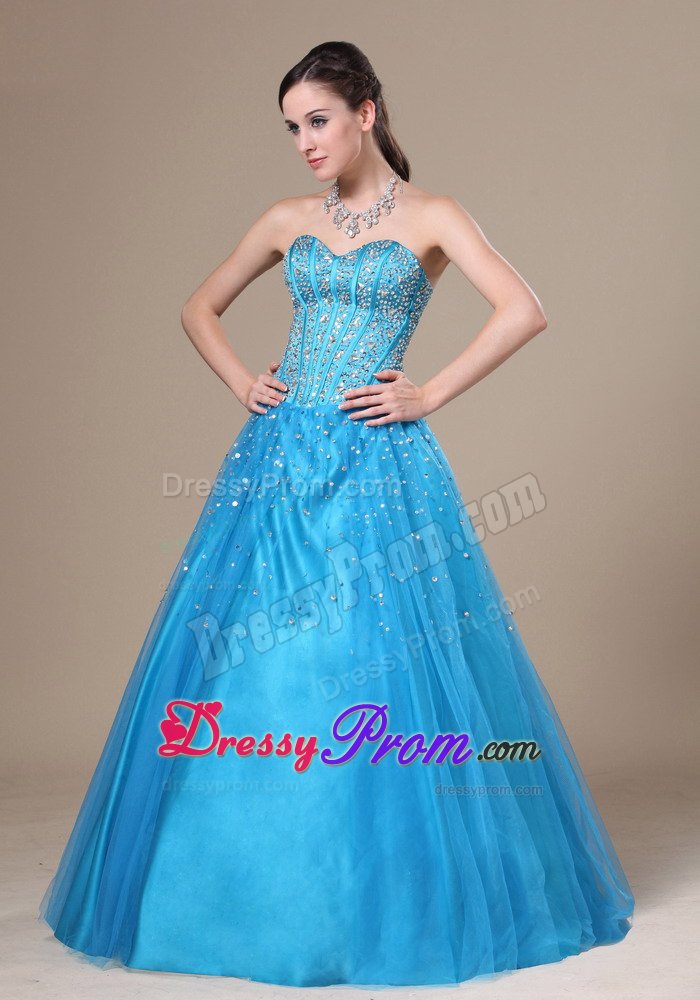 Baby Blue A-line Sweetheart Prom Homecoming Dress with Beading
