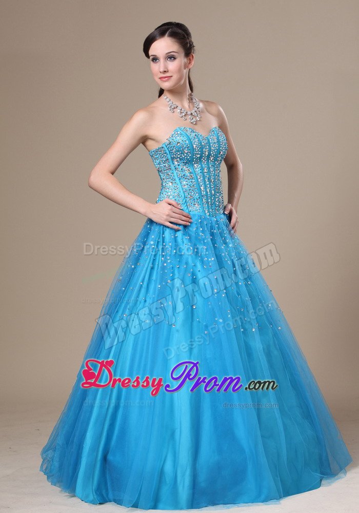 Baby Blue A-line Sweetheart Prom Homecoming Dress with Beading