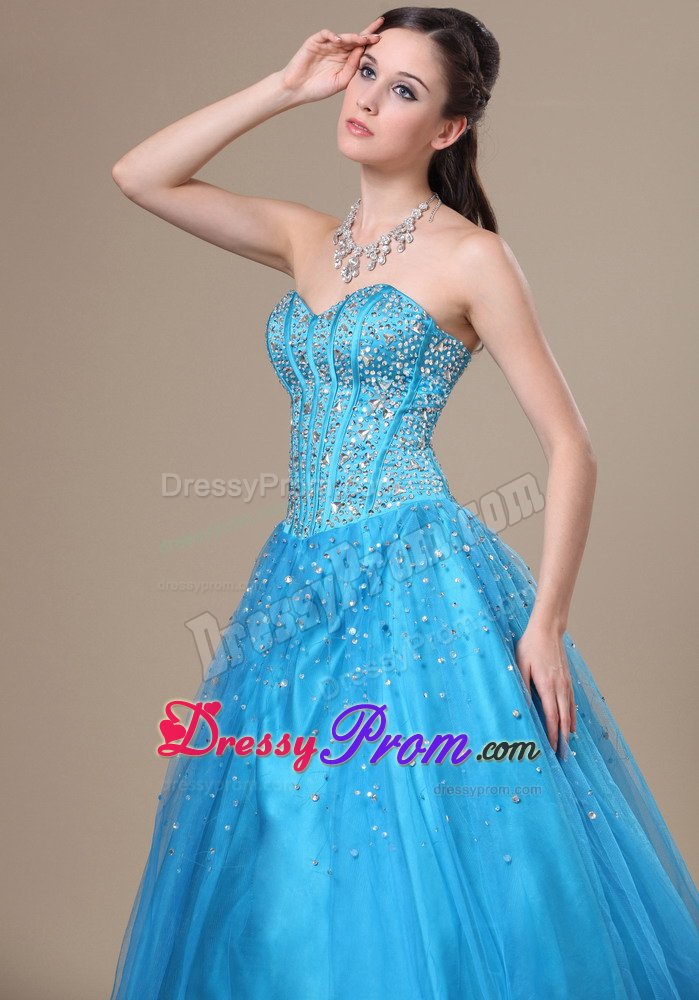 Baby Blue A-line Sweetheart Prom Homecoming Dress with Beading