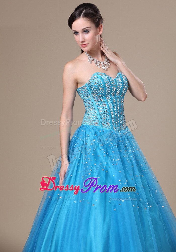Baby Blue A-line Sweetheart Prom Homecoming Dress with Beading