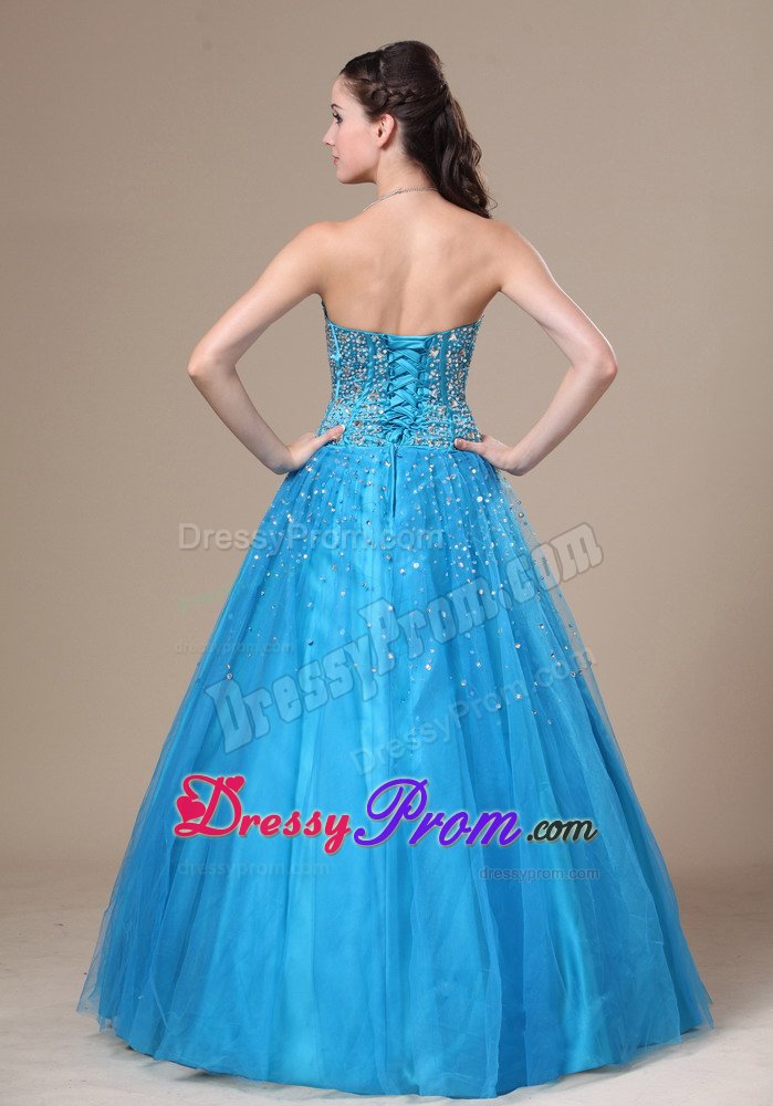 Baby Blue A-line Sweetheart Prom Homecoming Dress with Beading