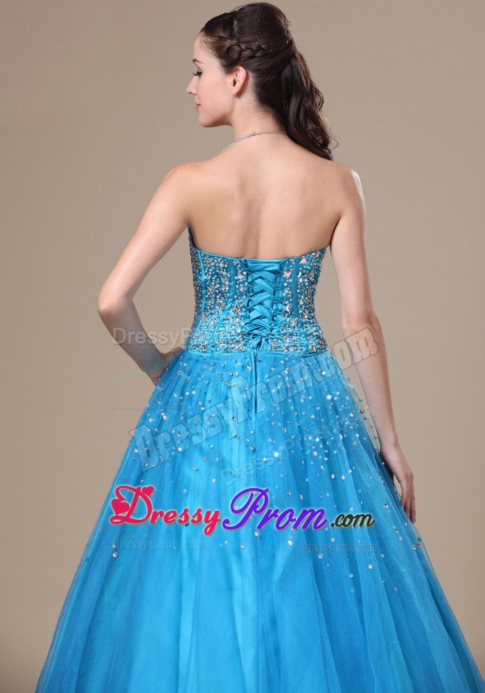Baby Blue A-line Sweetheart Prom Homecoming Dress with Beading
