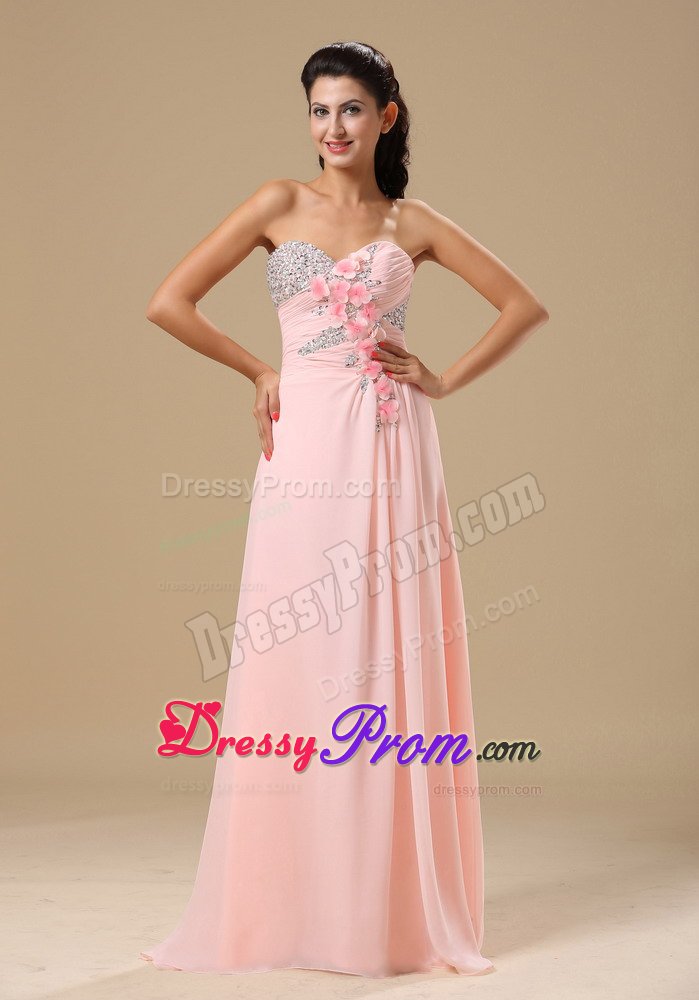 Beading Flowers Sweetheart Prom Homecoming Dress in Light Pink