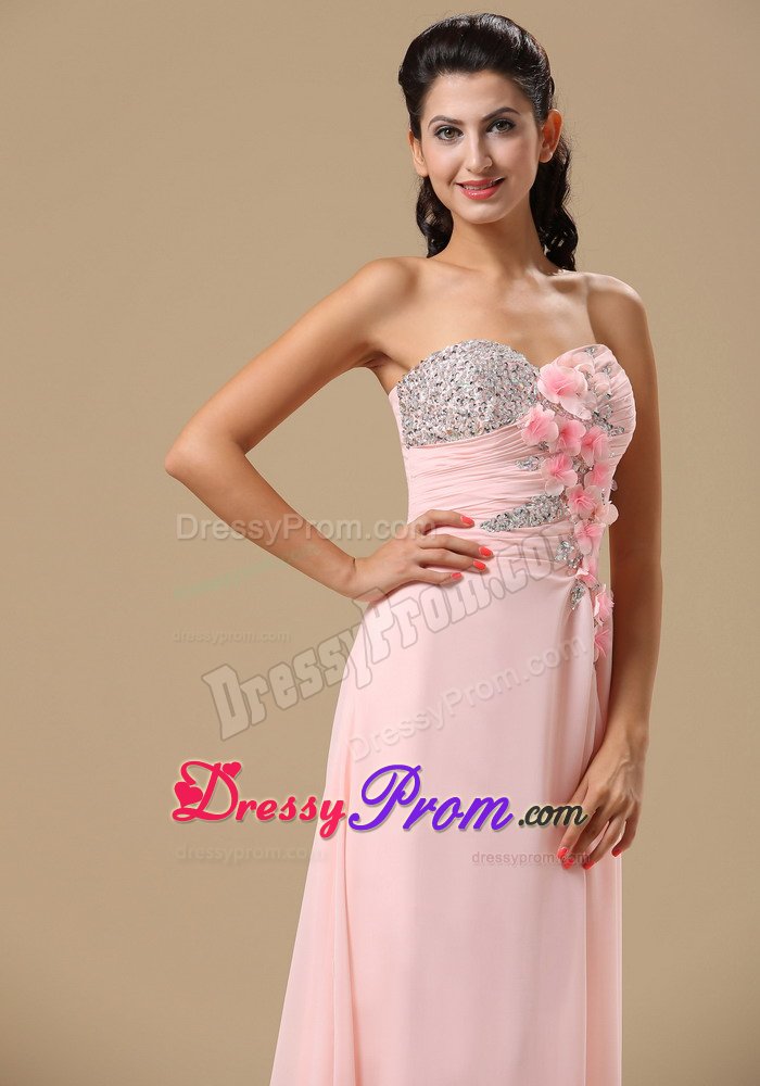 Beading Flowers Sweetheart Prom Homecoming Dress in Light Pink
