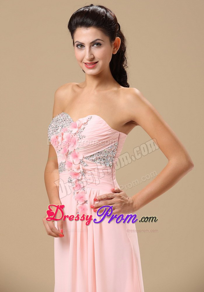 Beading Flowers Sweetheart Prom Homecoming Dress in Light Pink
