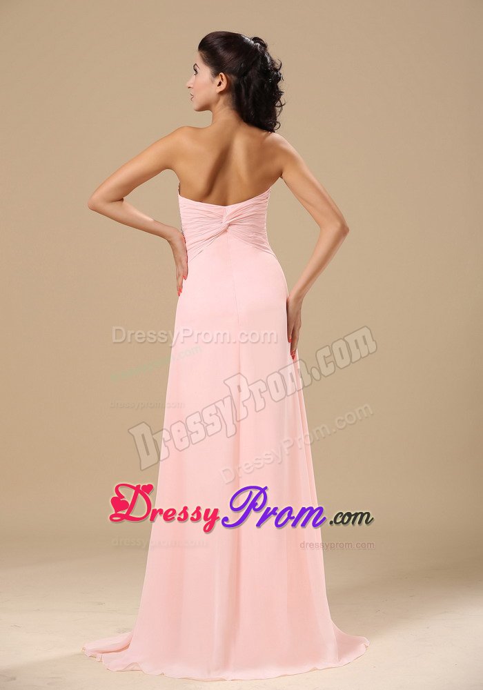 Beading Flowers Sweetheart Prom Homecoming Dress in Light Pink