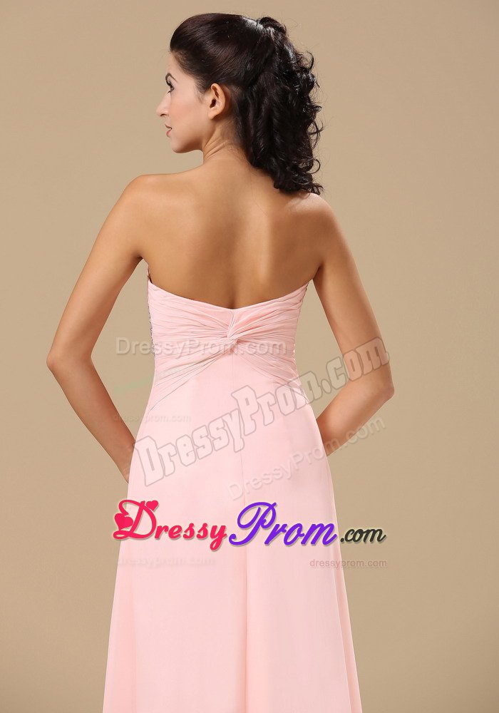 Beading Flowers Sweetheart Prom Homecoming Dress in Light Pink