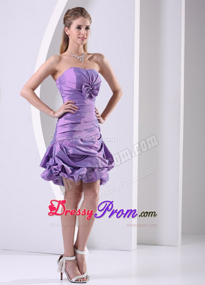 Ruched Lavender Taffeta Prom Celebrity Dress with Pick ups 2014