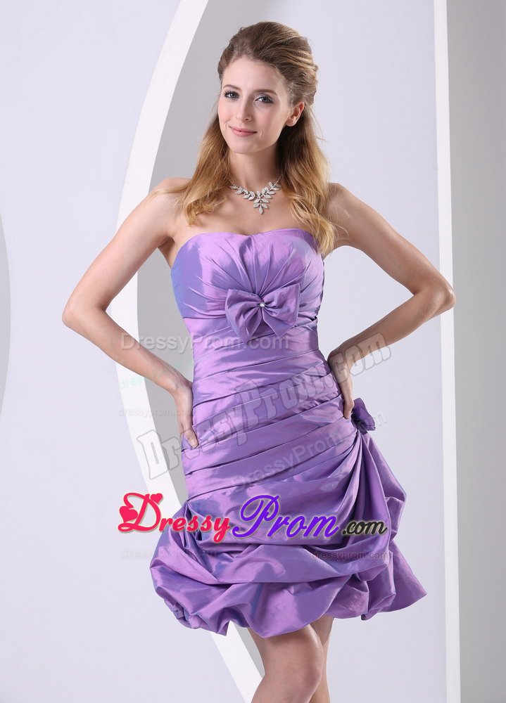 Ruched Lavender Taffeta Prom Celebrity Dress with Pick ups 2014