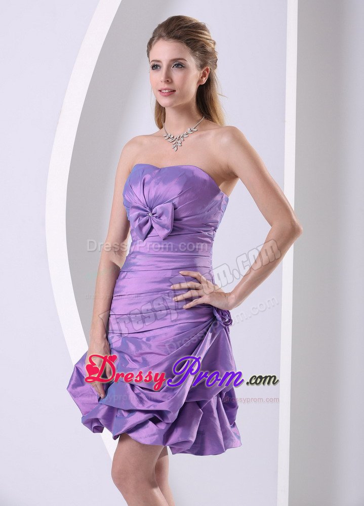 Ruched Lavender Taffeta Prom Celebrity Dress with Pick ups 2014