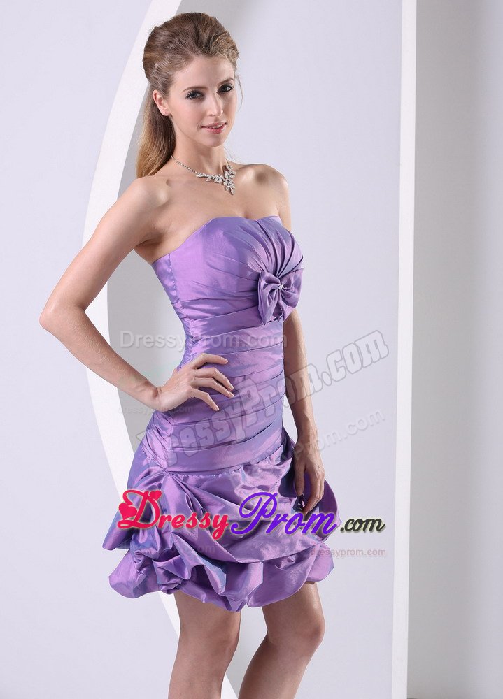 Ruched Lavender Taffeta Prom Celebrity Dress with Pick ups 2014