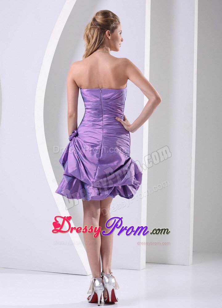 Ruched Lavender Taffeta Prom Celebrity Dress with Pick ups 2014