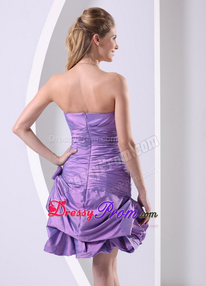Ruched Lavender Taffeta Prom Celebrity Dress with Pick ups 2014