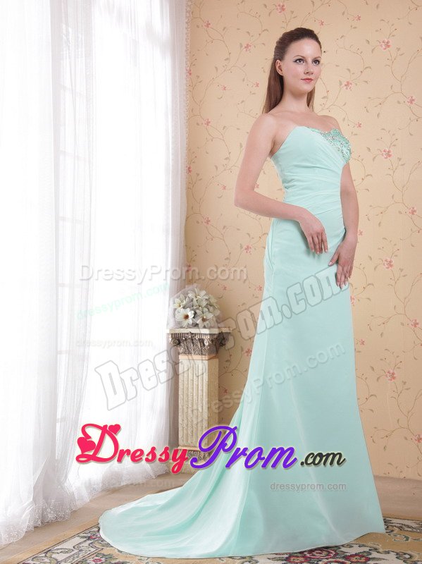 Apple Green Sweetheart Beaded Appliqued Long Prom Dress