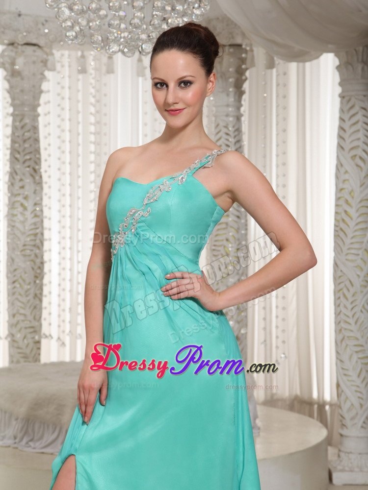 Appliqued Asymmetrical Turquoise Prom Holiday Dresses High Slit