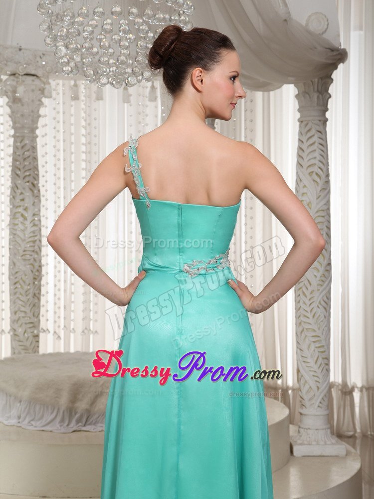 Appliqued Asymmetrical Turquoise Prom Holiday Dresses High Slit