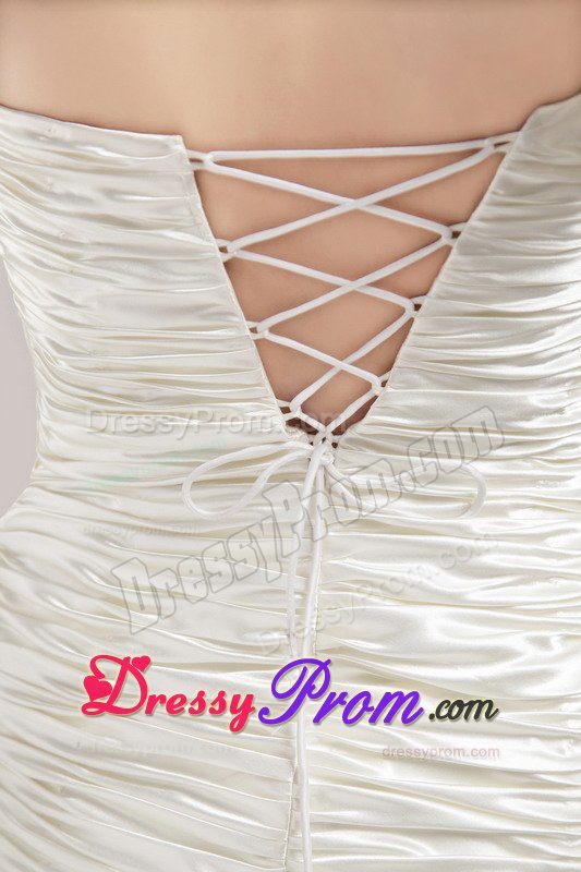Flouncing One Shoulder White Prom Evening Dress with Beading Ruches