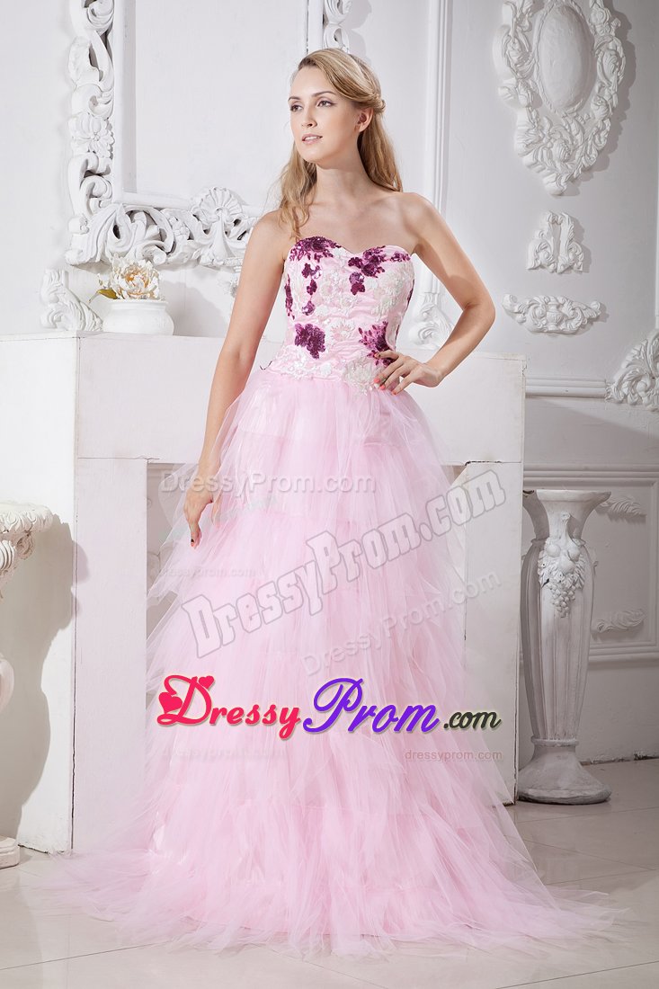 Beading and Ruffles Accent Prom Pageant Dress in Baby Pink 2014