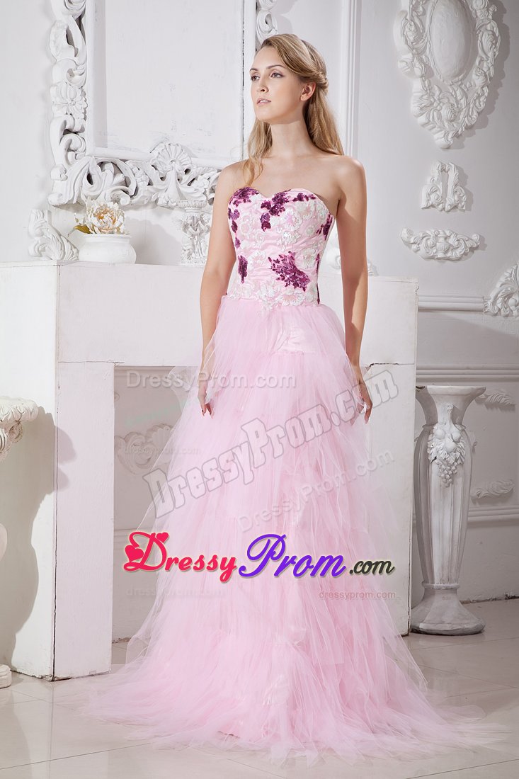 Beading and Ruffles Accent Prom Pageant Dress in Baby Pink 2014